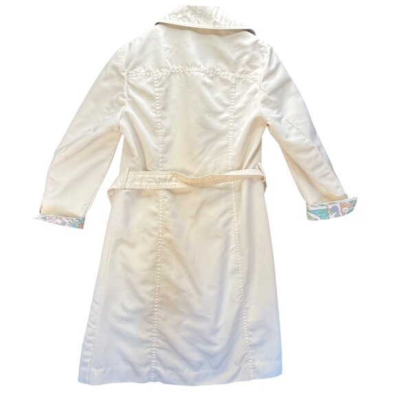 Vintage Ivory Trench Coat With Floral Cuffs Size 13/14 - Picture 12 of 13